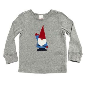 Hanna Andersson HAPPY GNOME Christmas Long Sleeve Gray Shirt Top Baby 60cm 3-6mo